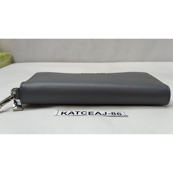 Michael Kors Gray Crossgrain Leather Zip Around Credit Card Wallet - Picture 6 of 16